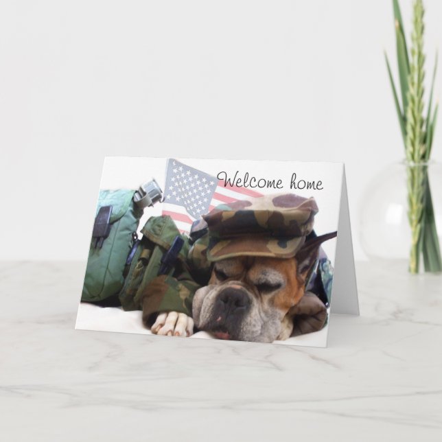 Welcome home Soldier Boxer greeting card (Front)