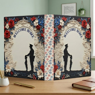 Welcome Home Soldier Patriotic American Art Ivory  Binder