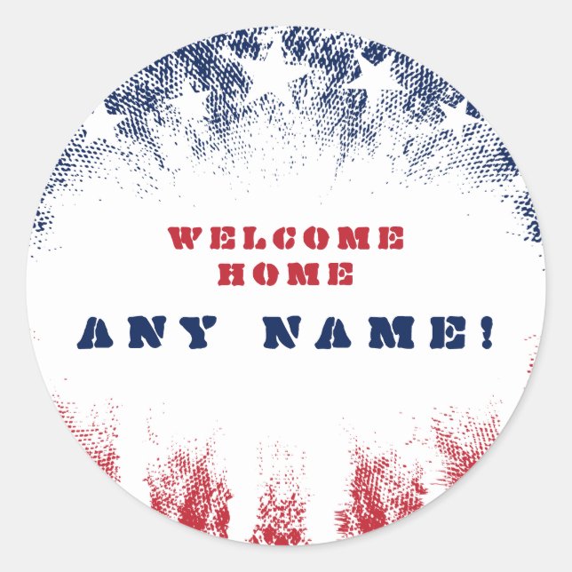 Welcome Home Stars & Stripes Veteran  Classic Round Sticker (Front)