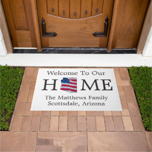 Welcome Home USA Flag Arizona Map Doormat
