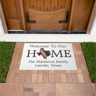 Welcome Home USA Flag Texas Map Doormat