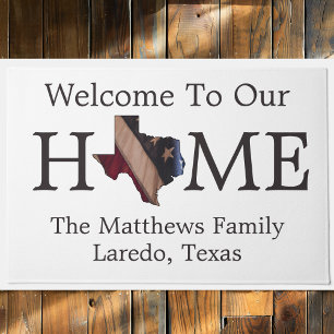 Welcome Home USA Flag Texas Map Doormat