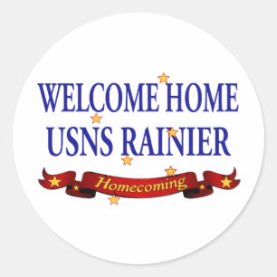 Welcome Home USNS Rainier Classic Round Sticker