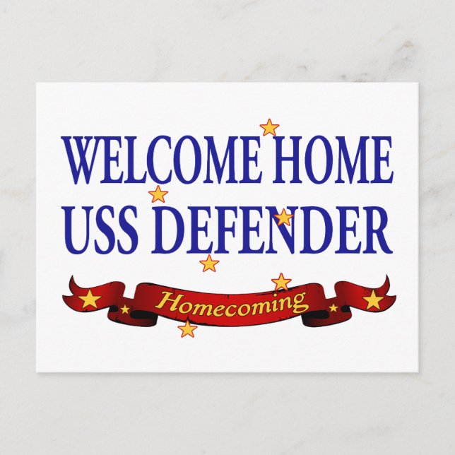 Welcome Home USS Defender Postcard (Front)