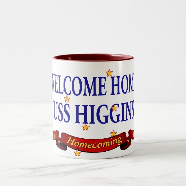 Welcome Home USS Higgins Two-Tone Coffee Mug (Center)