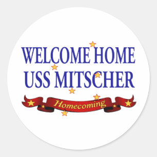 Welcome Home USS Mitscher Classic Round Sticker