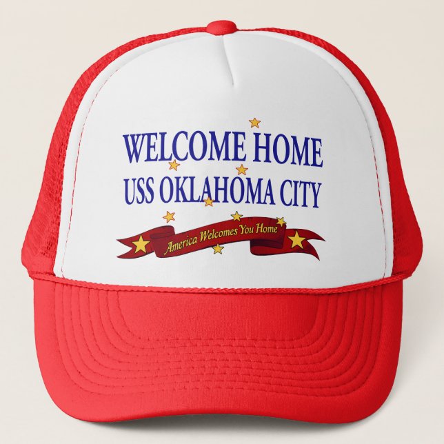 Welcome Home USS Oklahoma City Trucker Hat (Front)