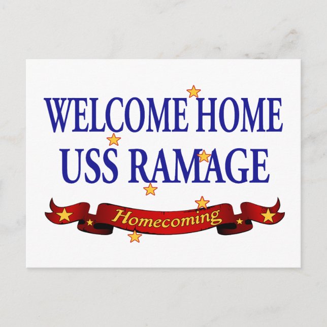 Welcome Home USS Ramage Postcard (Front)