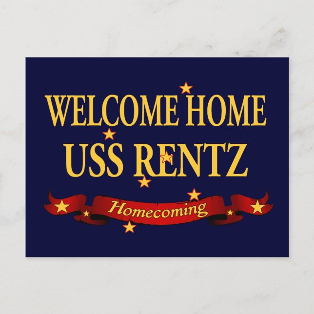 Welcome Home USS Rentz Postcard (Front)