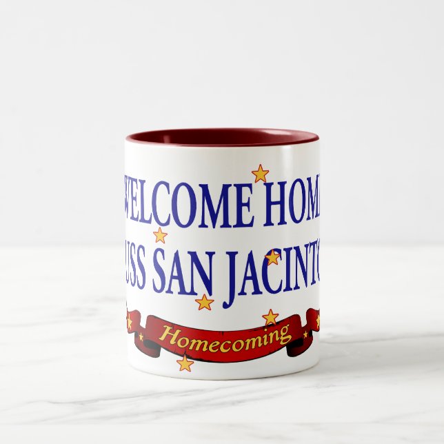 Welcome Home USS San Jacinto Two-Tone Coffee Mug (Center)