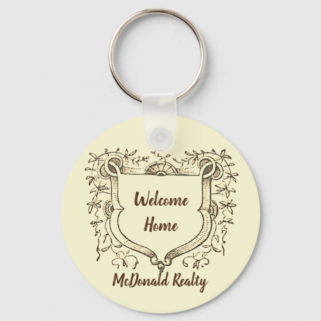 Welcome Home Vintage Shield Realty Promotional Keychain (Front)