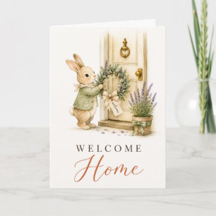 Welcome Home Watercolor Bunny New Home Greeting Card