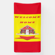 Welcome home with house red yellow colours        