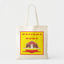 Welcome home with house red yellow colours