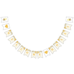 Welcome honey Bumblebee Babee Baby Shower Sprinkle Bunting Flags