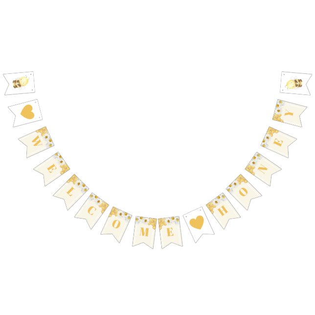 Welcome honey Bumblebee Babee Baby Shower Sprinkle Bunting Flags (All)