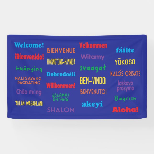 Welcome in 24 different languages Banner (Horizontal)