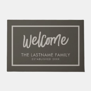 Welcome in Big Script - Family Name Neutral Colors Doormat