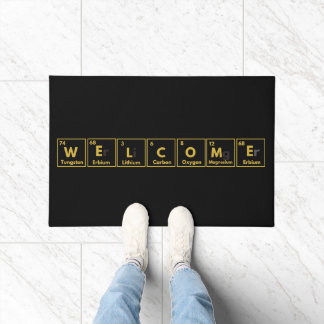 Welcome in periodic table style for chemist doormat