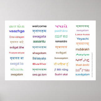 WELCOME in the Main Languages of INDIA - 5 Sizes ! Poster