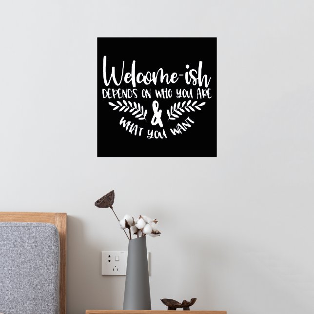 Welcome-ish Silver Foil Humourous Prints (In Situ (Bedroom 2))