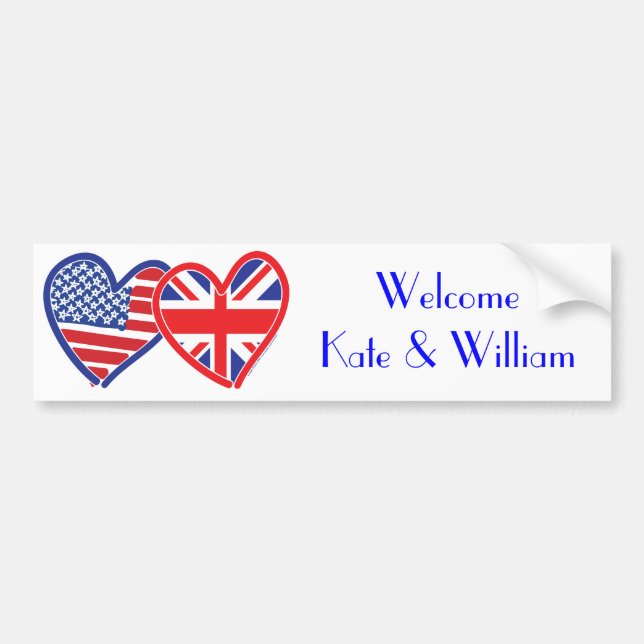 Welcome Kate & William/ Royal Wedding Bumper Sticker (Front)