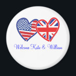 Welcome Kate & William/ Royal Wedding Magnet<br><div class="desc">Union Jack and USA flag design</div>