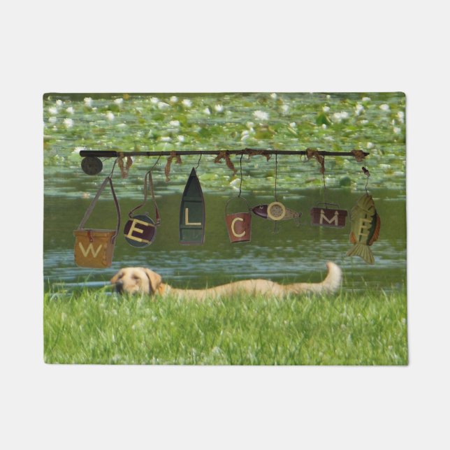 Welcome Labrador Retriever Swimming Doormat (Front)