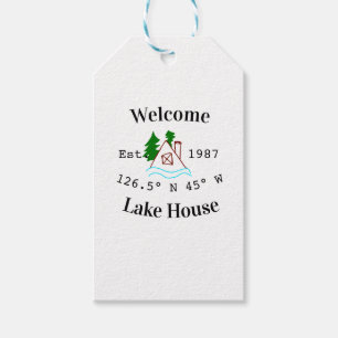 Welcome lake house corrdinated est. Year mountain Gift Tags