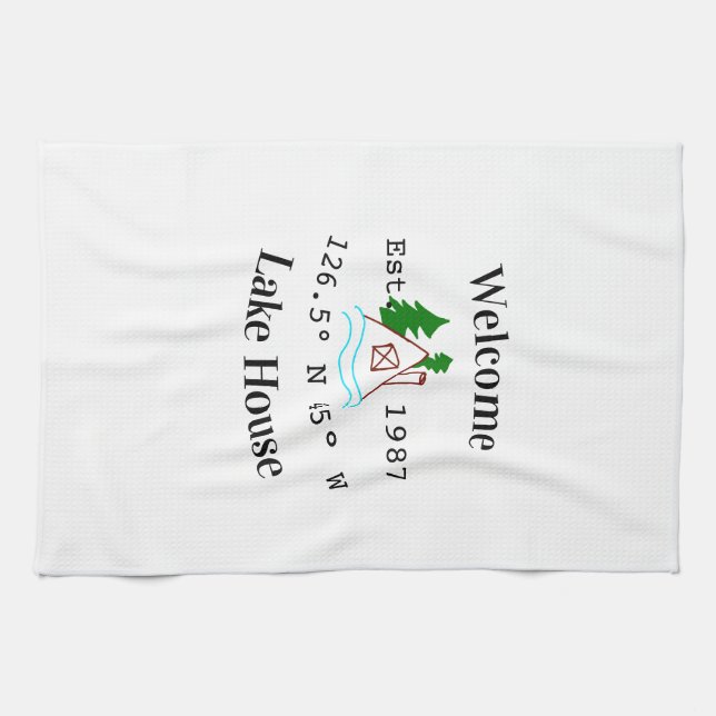 Welcome lake house corrdinated est. Year mountain  Kitchen Towel (Horizontal)