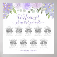 Welcome! Lavender Boho Roses 9 Table Seating Chart