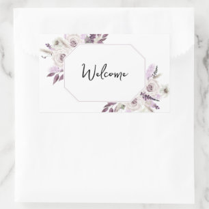 Welcome Lavender Purple Floral Sticker