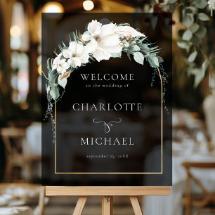 "WELCOME" LEAFY WEDDING ACRYLIC SIGN