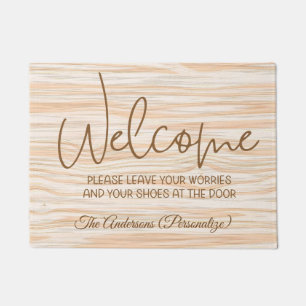 Welcome Leave Your Worries Shoes At Door Quote Doormat