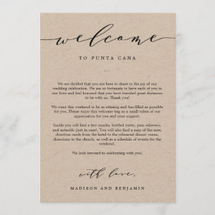 Welcome Letter and Itinerary Wedding Welcome Bag Program