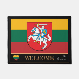 Welcome Lithuania & Lithuanian Flag house /sports Doormat