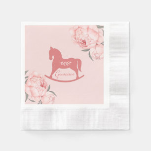 Welcome Little Lady Blush Pink Peony Napkin