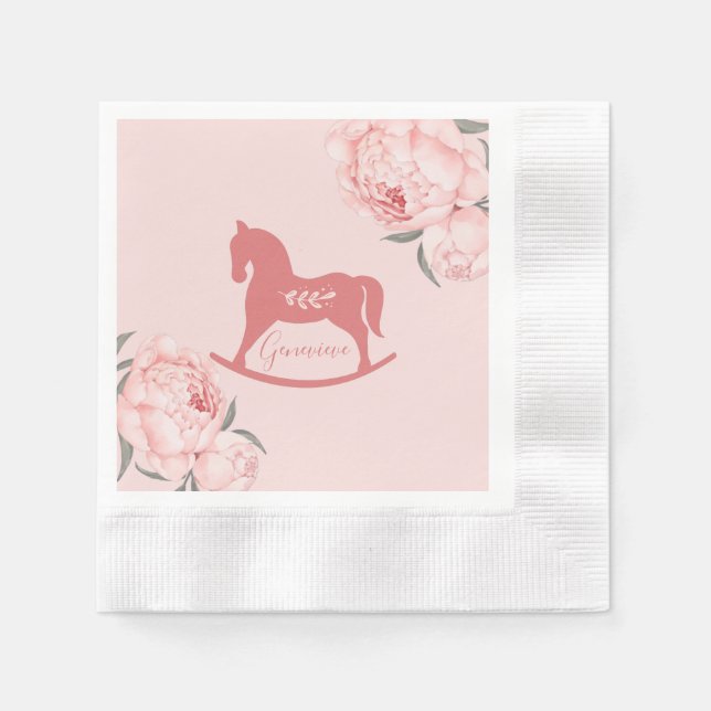 Welcome Little Lady Blush Pink Peony  Napkin (Front)