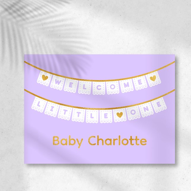 Welcome Little One Lilac Baby Congratulations Card (Creator Uploaded)