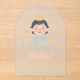  Welcome Little One – Neutral Baby Shower Greeting Acrylic Invitations