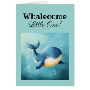 Welcome Little One, New Baby Card With Text, Whale