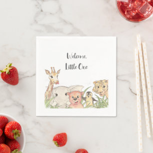 Welcome Little One Safari Baby Congratulations Napkin