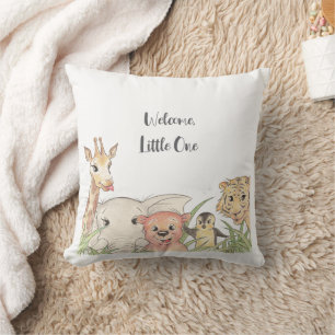Welcome Little One Safari Baby Congratulations Throw Pillow