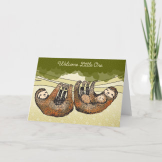 Welcome Little One - Sloths with Baby - New Baby Announcement