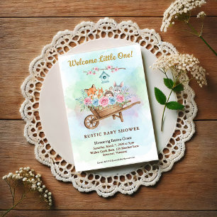 Welcome Little One Wheelbarrow Baby Shower Postcard