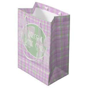 Welcome Little Ones pink bow and plaid Medium Gift Bag
