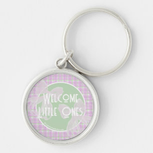 Welcome Little Ones- Twin pink bows Keychain