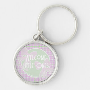Welcome Little Ones- Twin pink bows Keychain