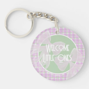Welcome Little Ones-Twin Pink Coquette bows Keychain