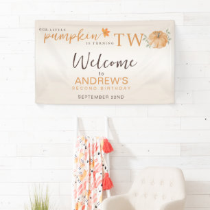 Welcome Little Pumpkin Fall 2nd Birthday Banner